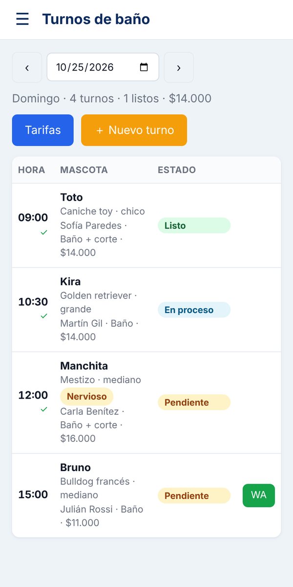 La agenda de turnos vista desde un celular
